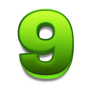 the number nine in green is shown