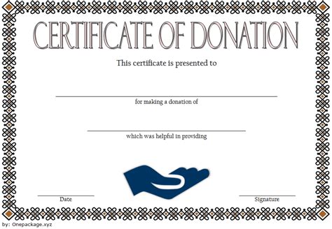 donation certificate template free, donation in memory of certificate template, thank you for ...