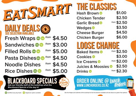 Tuck Shop Menu - Mount Albert Grammar School