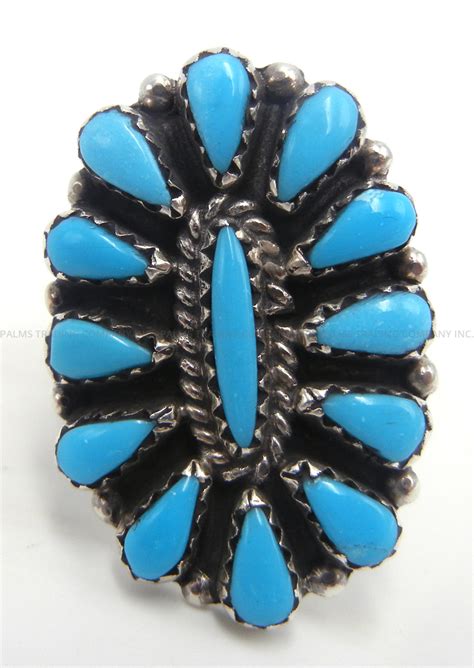 Zuni Turquoise and Sterling Silver Cluster Ring