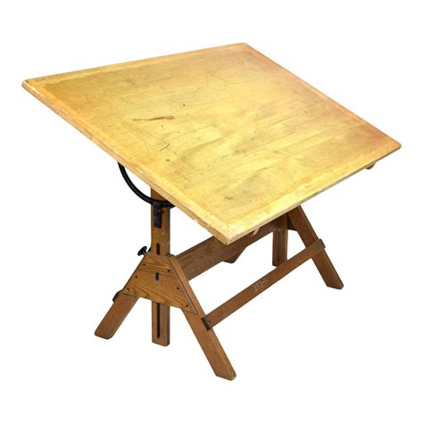 Vintage Hamilton Oak Tilting Drafting Table | Chairish