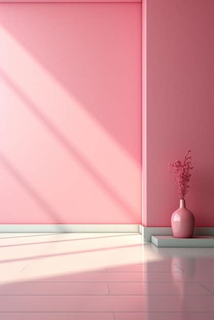 Premium Photo | Pink room with vase and flowers