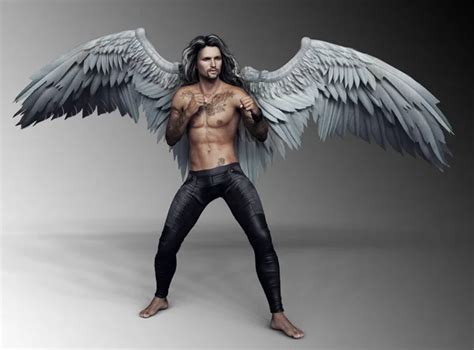 Fantasy Male Angel Black Wings Spear Stock Photo by ©Ravven 208824586