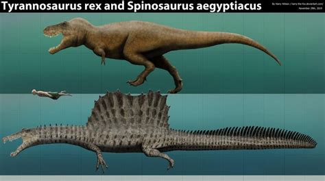 Spinosaurus and Tyrannosaurus Size by Harry-the-Fox on DeviantArt | Spinosaurus, Prehistoric ...