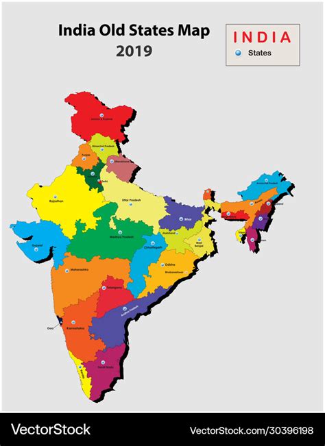 3d view india map states Royalty Free Vector Image