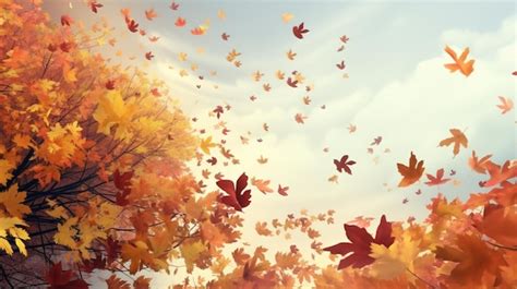 Autumn leaves blowing in the wind | Premium AI-generated image