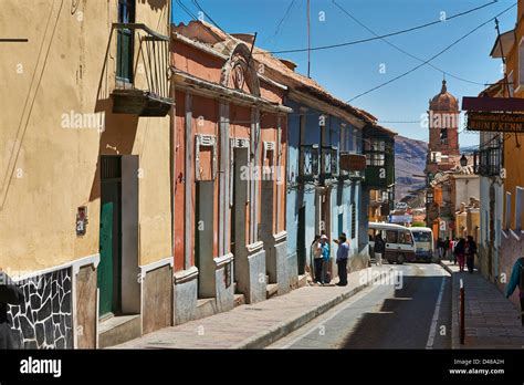 Colourful colonial architecture in the streets of Potosi Stock Photo ...