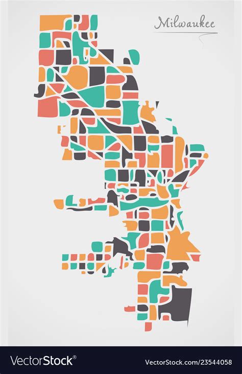 Milwaukee wisconsin map with neighborhoods Vector Image