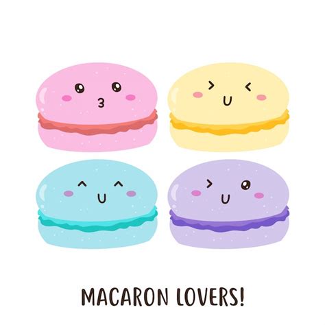 Premium Vector | Cute happy colorful macarons vector design