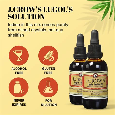 J.CROW'S® 2% Lugol's Iodine Solution, Iodine Potassium Iodide, Made in USA, 2oz Twin Pack - Etsy