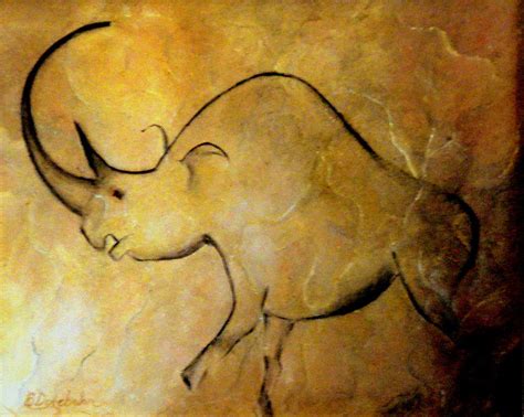 Lascaux Rhinoceros Painting by Bonnie Dulebohn - Fine Art America