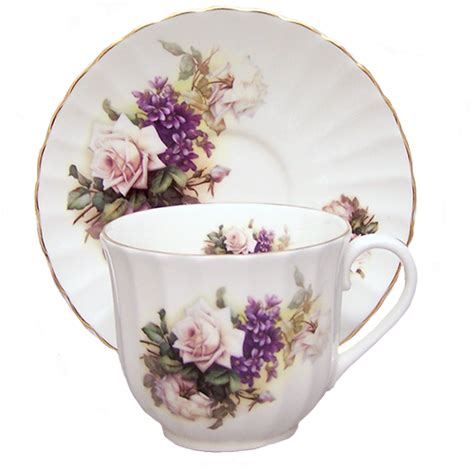 Honeysuckle and Lavender Rose Cup and Saucer 2 Sets - The Teapot Shoppe, Inc.