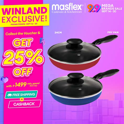 Masflex by Winland Non Stick Induction Stir Fry Pan with Glass Lid Frying Pan 24cm NS-CX-802 ...