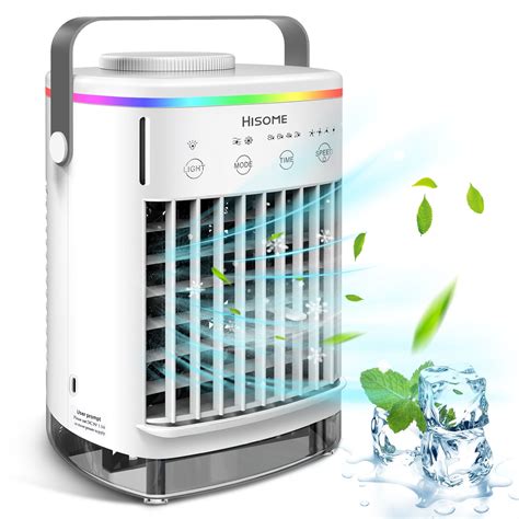 HailiCare Portable Fan Air Conditioner, Mini Air Cooler 4 Speeds and 7 Color LED Light for Home ...