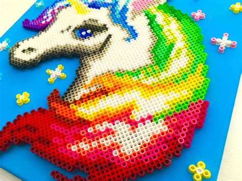 Rainbow Unicorn Perler Bead Pixel Art Piece W/ Pattern Pixel Art Shop ...