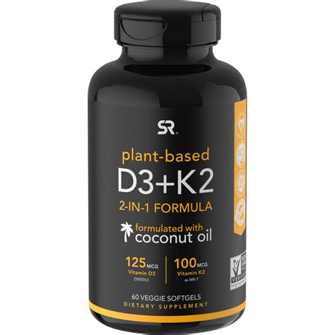 Sports Research Vitamin K2 + D3, 60 Veggie Softgels - Walmart.com - Walmart.com