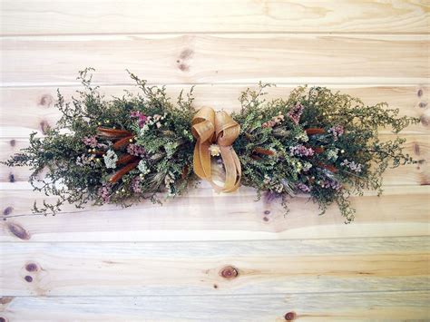 RUSTIC Country Dried Flower Swag Open Farmhouse Wall Decor