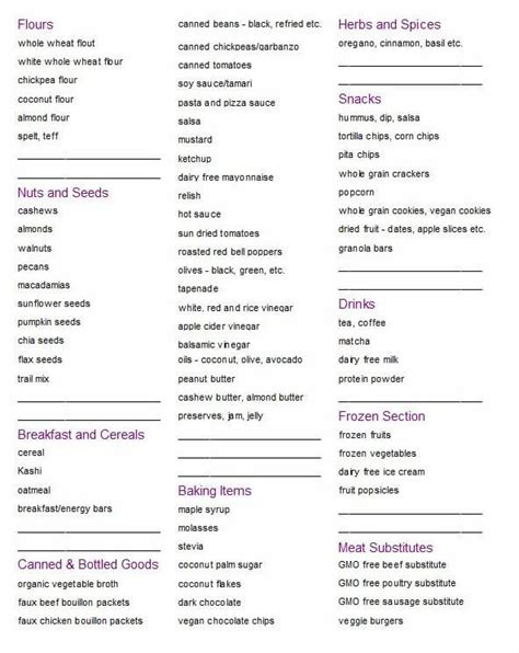 Free Printable Vegan Grocery Shopping List | Vegan Freezer