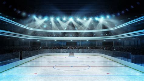 hockey stadium with spectators and an empty ice rink Wall Mural • Pixers® • We live to change