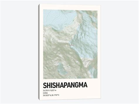 Shishapangma Topographic Map Canvas Art Print by avesix | iCanvas