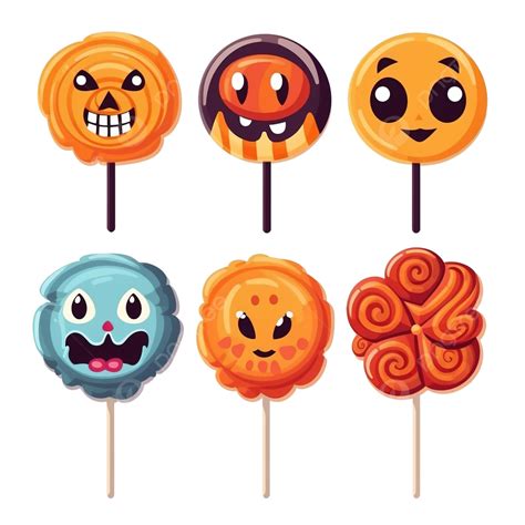 Cute Cartoon Candy Halloween Pack Halloween Lollipops With Various ...