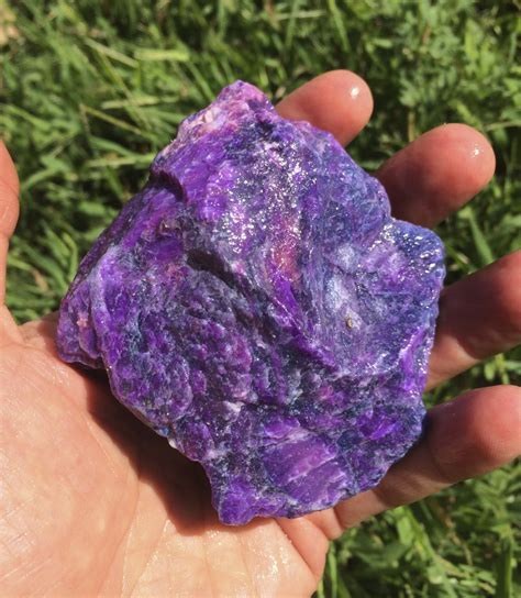 Sugilite (rough large) '5-point' large palm (288 grams) - Crystal Concentrics