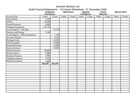 13 Column Spreadsheet with regard to 29 Images Of Blank 10 Column ...