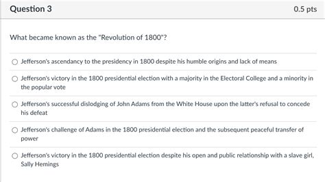 What became known as the "Revolution of 1800"? | Chegg.com