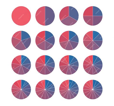 Premium Vector | Set of brightly colored pie charts. fraction mathematics.