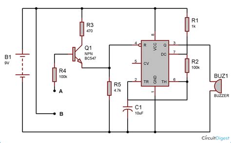 Rain Alarm Project and Circuit Diagram using 555 Timer IC