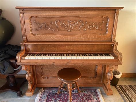 Antique Howard Upright Cabinet Grand Piano "Tiger" Oak Wood Circa 1900 ...