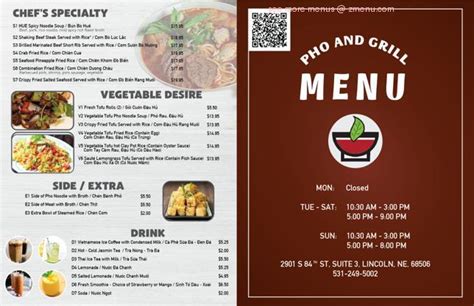 Online Menu of Pho And Grill Restaurant, Lincoln, Nebraska, 68506 - Zmenu