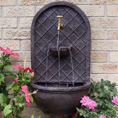 Sunnydaze Messina Solar Powered Outdoor Wall Mounted Water Fountain ...