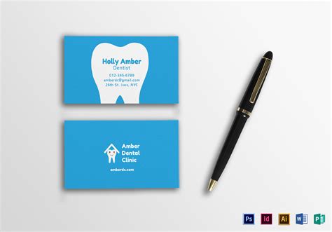 Dental Business Card Design Template in PSD, Word, Publisher, Illustrator, InDesign