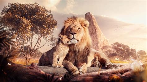 Download Simba Mufasa (The Lion King) Lion Movie The Lion King (2019) HD Wallpaper