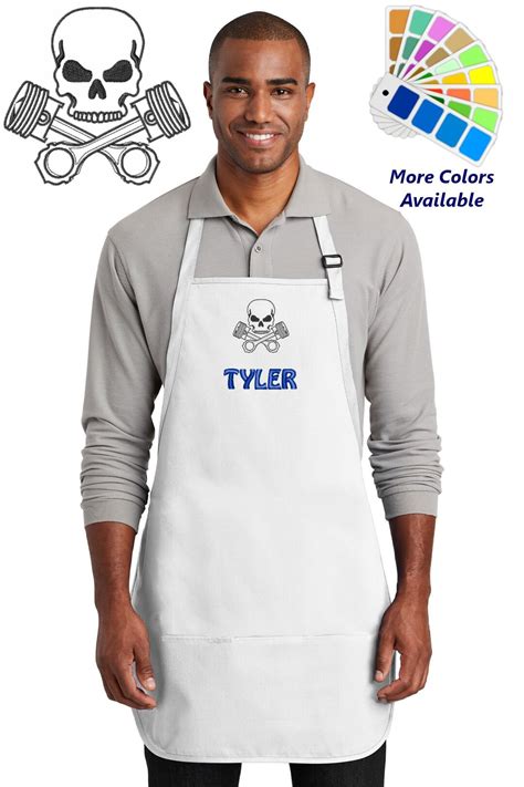 Personalized Mechanics Apron Embroidered Skull and Pistons Design Dad ...