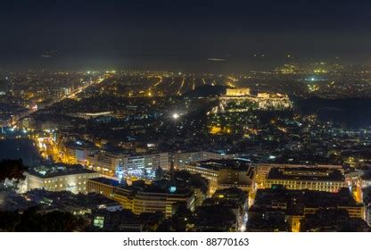 Acropolis Night View Lycabettus Hill Athens Stock Photo 88770163 | Shutterstock