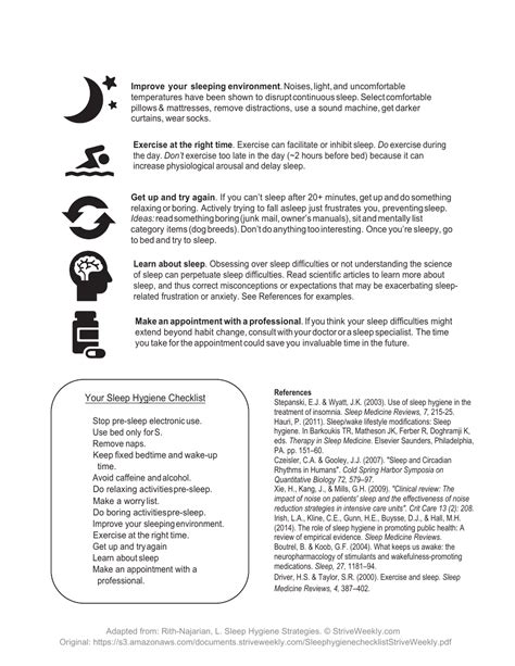 Sleep Hygiene Checklist - Strive Weekly Download Printable PDF ...