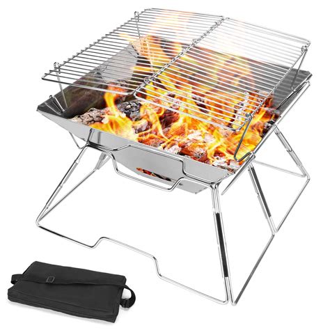 Buy Odoland BBQ Fire Pit Portable Campfire Pit Collapsible Camping ...