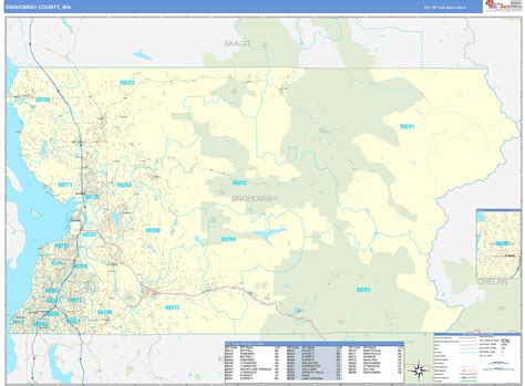 Snohomish County, WA Zip Code Wall Map Basic Style by MarketMAPS - MapSales