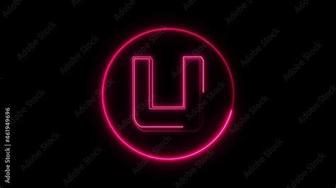 Neon font letter U , Animated pink neon alphabet symbol on black ...