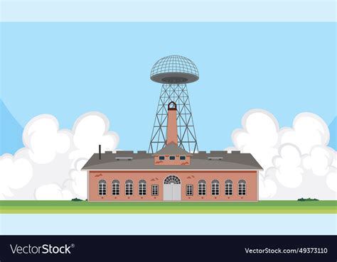 Wardenclyffe tower a cartoon scene Royalty Free Vector Image