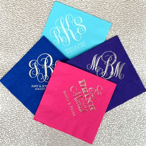 Monogrammed Wedding Napkins, Custom Foil Printed Napkins, Gold Foil ...