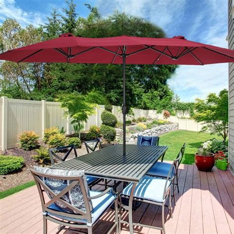 15x9ft Double-Sided Rectangular Patio Umbrella, Aluminum Twin Umbrella with Extra-large Canopy ...