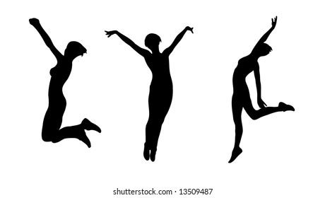 Happy Women Jumping High Vector Silhouettes Stock Vector (Royalty Free) 13509487 | Shutterstock