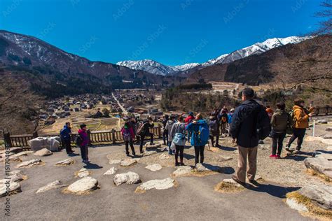 landscape of Shirakawa-go village. This village is UNESCO world ...