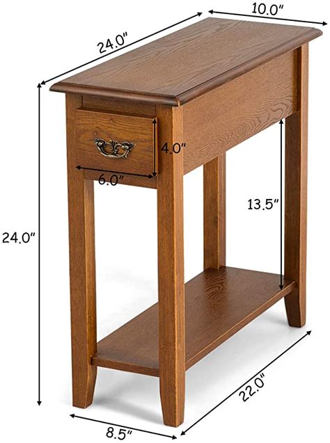 Tangkula Narrow End Table, Slim Side Table with Drawer and Open Shelf ...