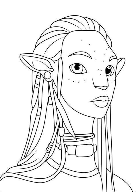 Neytiri (coloração simples) - Páginas de Avatar para colorir para crianças