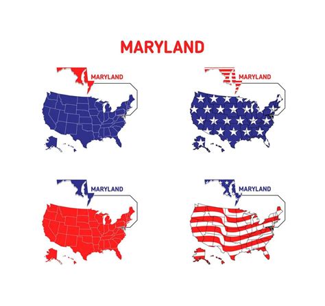 Maryland map with usa flag design illustration 6959124 Vector Art at ...