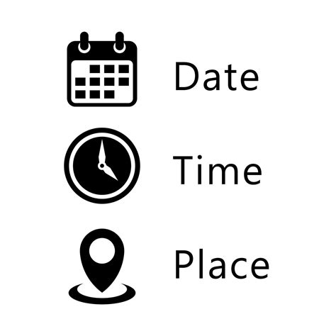 Date, Time, Address or Place Icons Symbol 17079949 Vector Art at Vecteezy